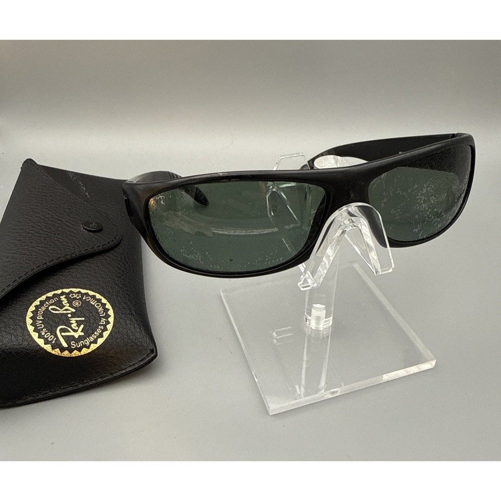 RAY BAN RB4046 MATTE WRAP BLACK POLARIZED SUNGLASS FRAMES W3332 VINTAG & RB CASE